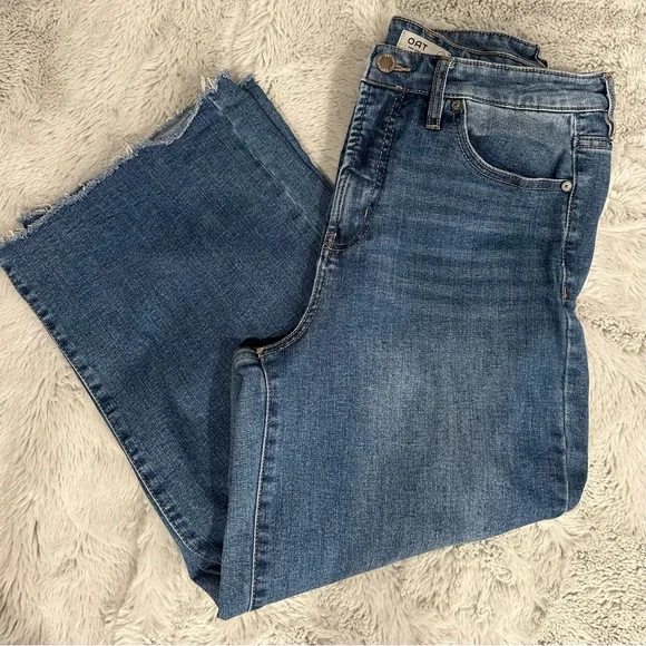 Oat New York High Rise Wide Leg Jeans Raw Hem Blue Sz 30 EU - Picture 2 of 10